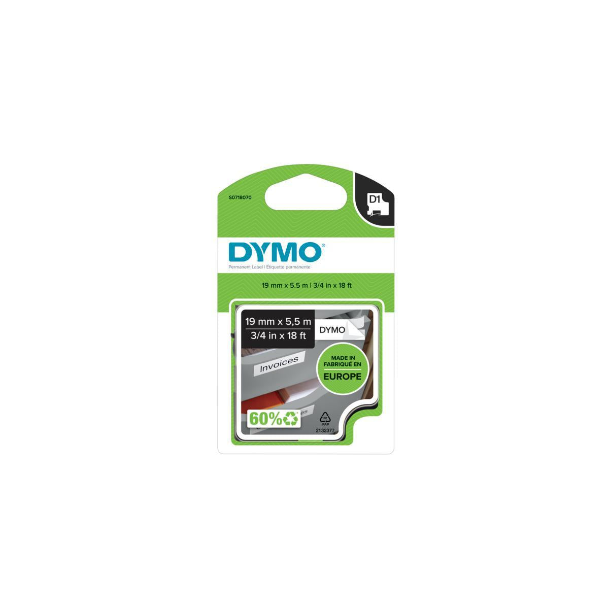 DYMO D1 Durable - Black on White - 19mm nastro per etichettatrice