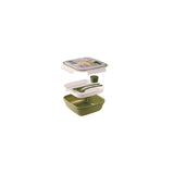 Snips Fresh Lunch Box Quadrato Tucano Con Posate, Vassoio E Salsiera, 4 Chiusure Di Sicurezza, 1,5 Lt, 21x21x8 Cm, Made In Italy
