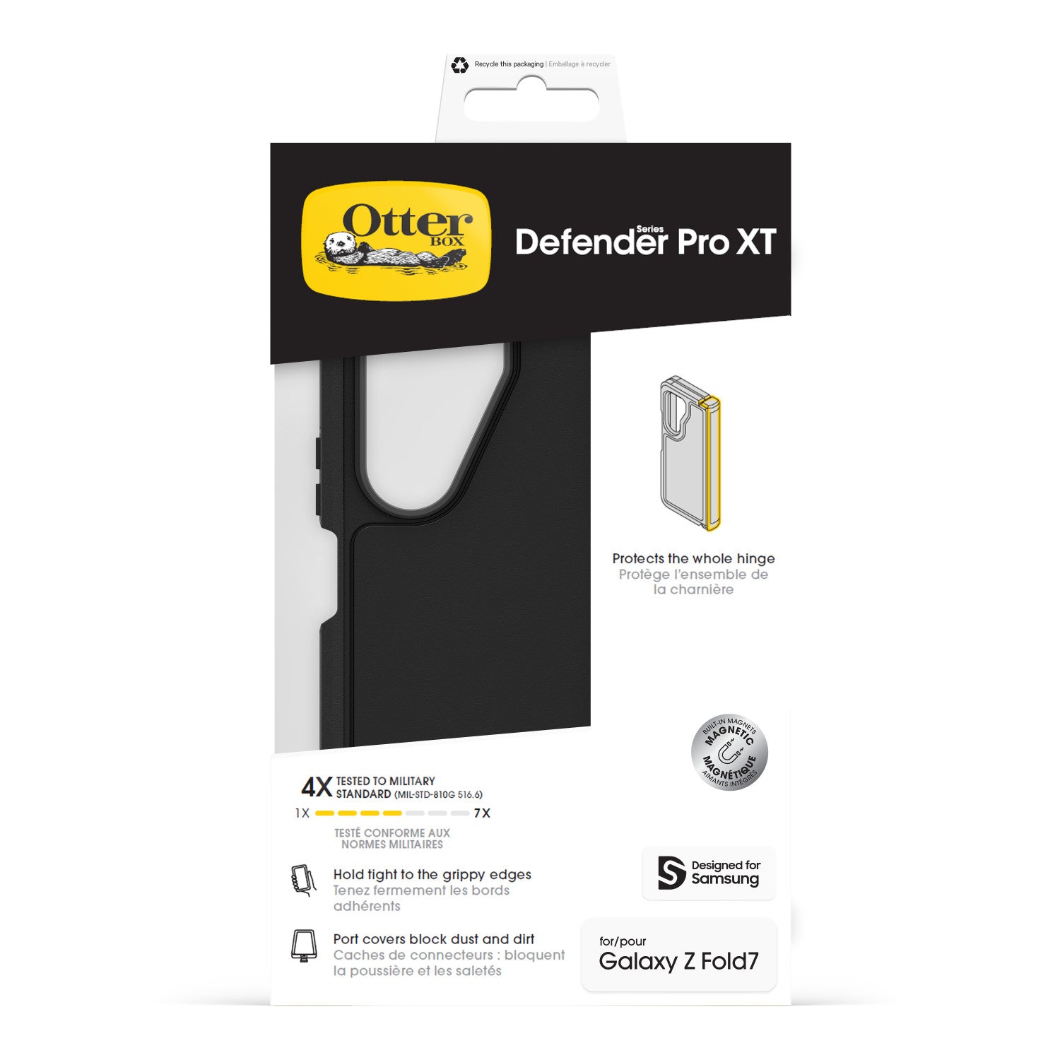 OtterBox Defender Pro XT with Magnets Series per Samsung Galaxy Z Fold7, nero Venduto come Grado B 0840434707805