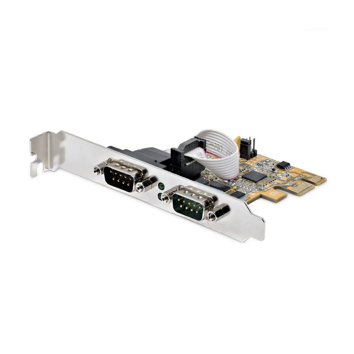StarTech.com Scheda seriale PCI Express a due porte - Scheda di interfaccia seriale da PCIe a 2x RS232 (DB9)- Scheda PCIe con staffe standard o a basso profilo - 16C1050 UART - Ritenzione COM - Windows e Linux