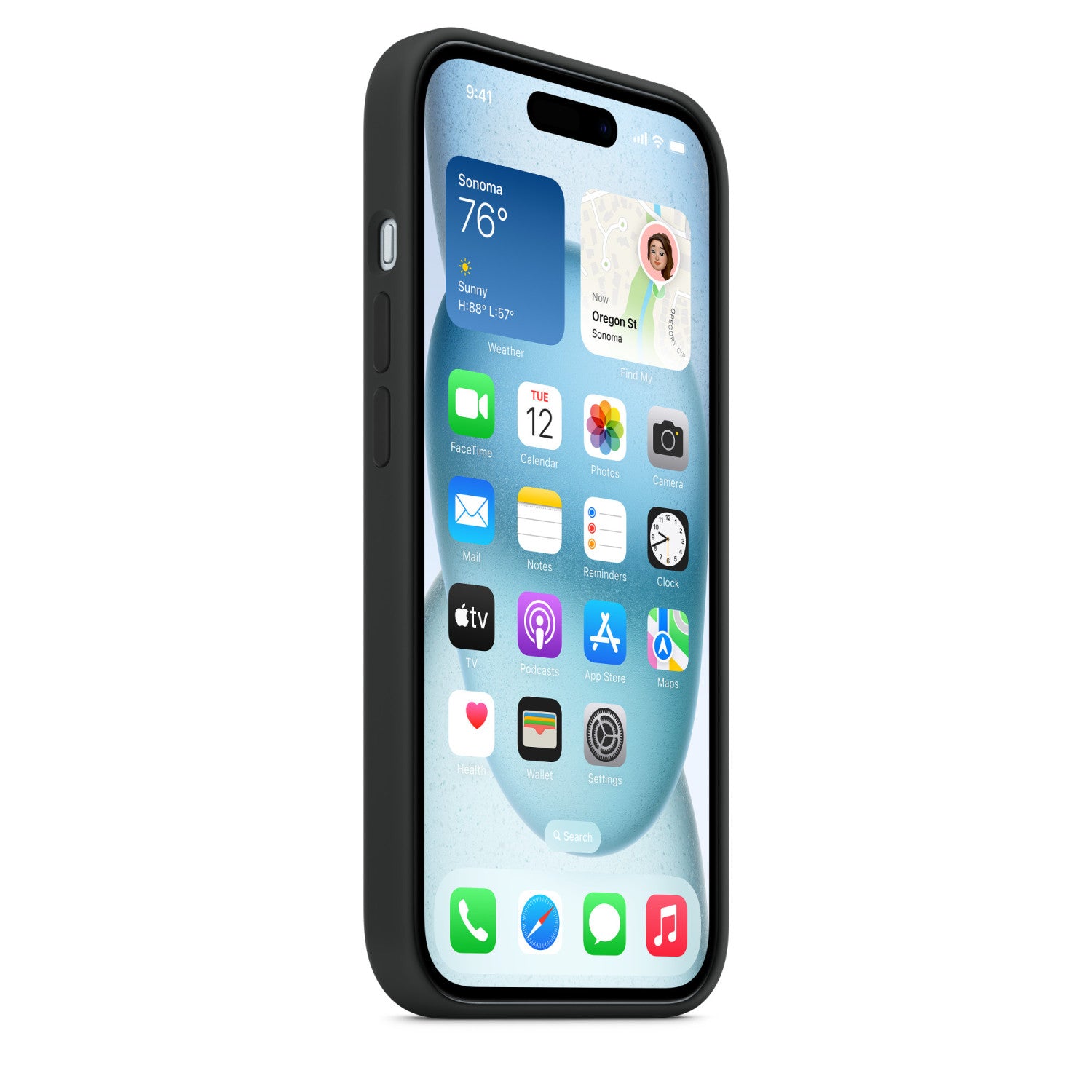 Apple Custodia MagSafe in silicone per iPhone 15 - Nero