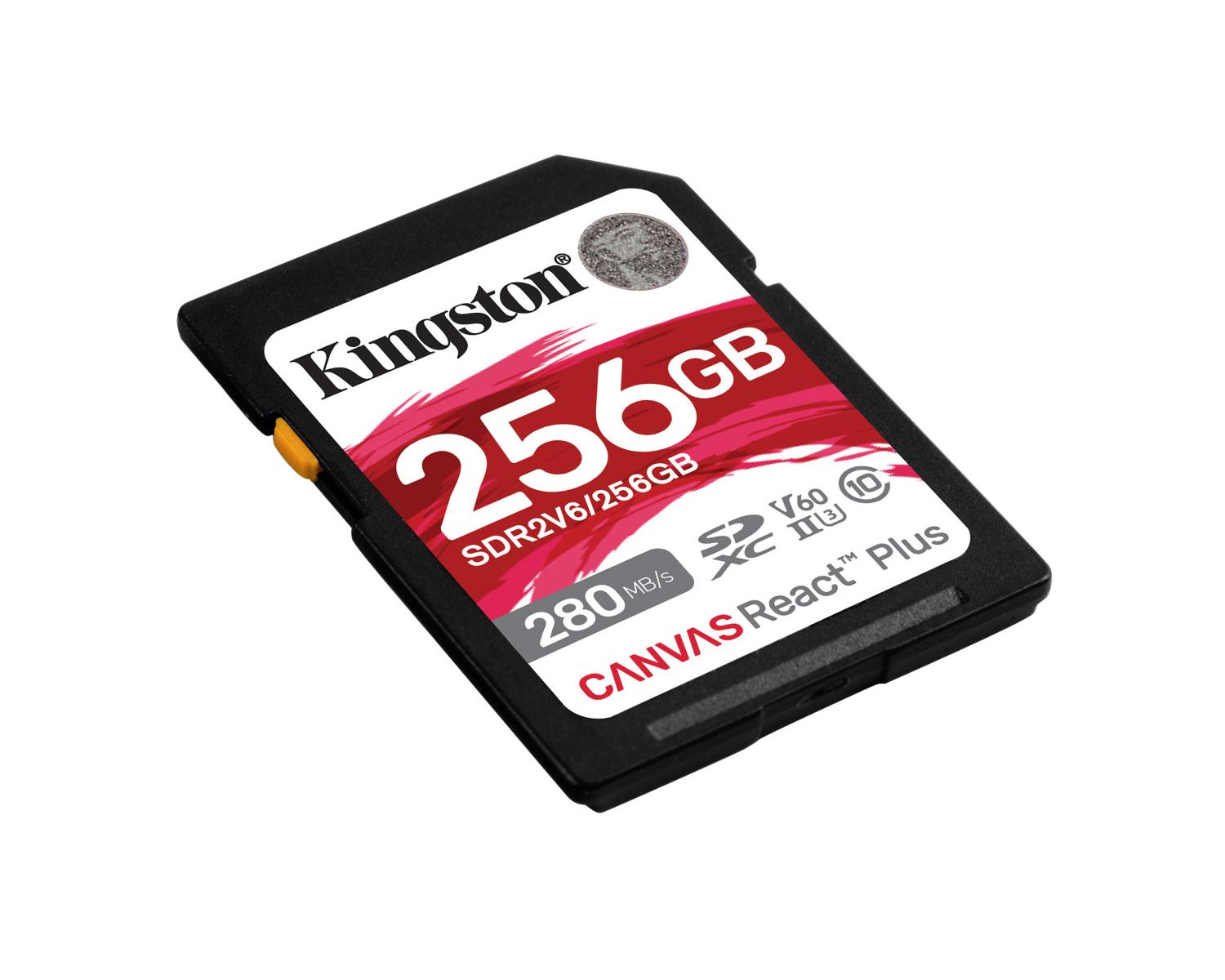 Kingston Technology 256GB Canvas React Plus SDXC UHS-II 280R/150W U3 V60 for Full HD/4K