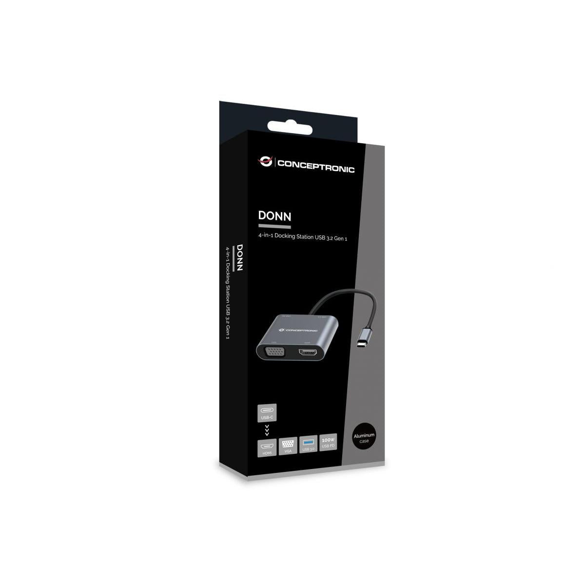 Conceptronic DONN16G Cablato USB 3.2 Gen 1 (3.1 Gen 1) Type-C Grigio