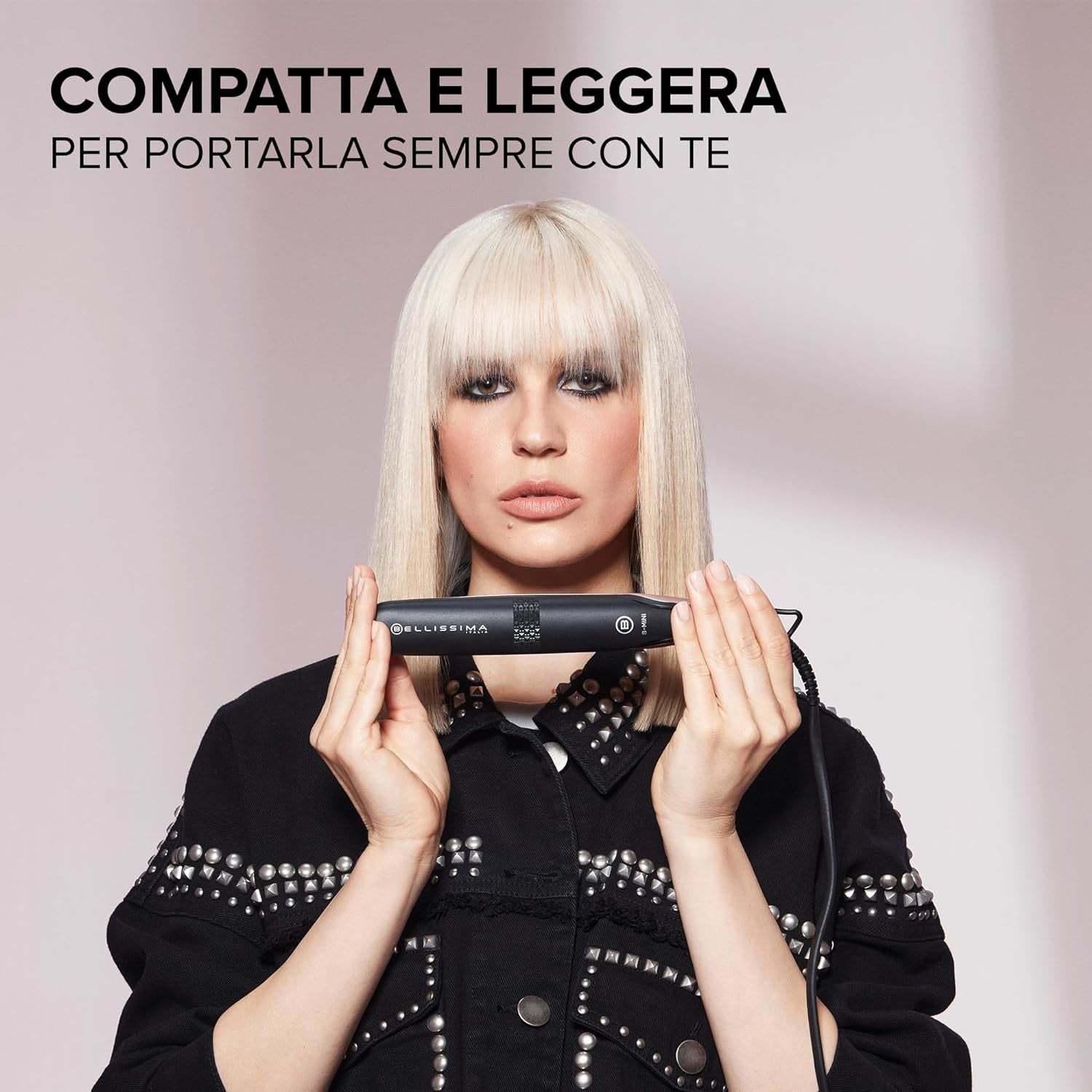 Imetec Bellissima B-Mini Piastra per Capelli Mini da Borsa e da Viaggio Rivestimento in Ceramica Multivoltaggio Automatico Nero Rosa