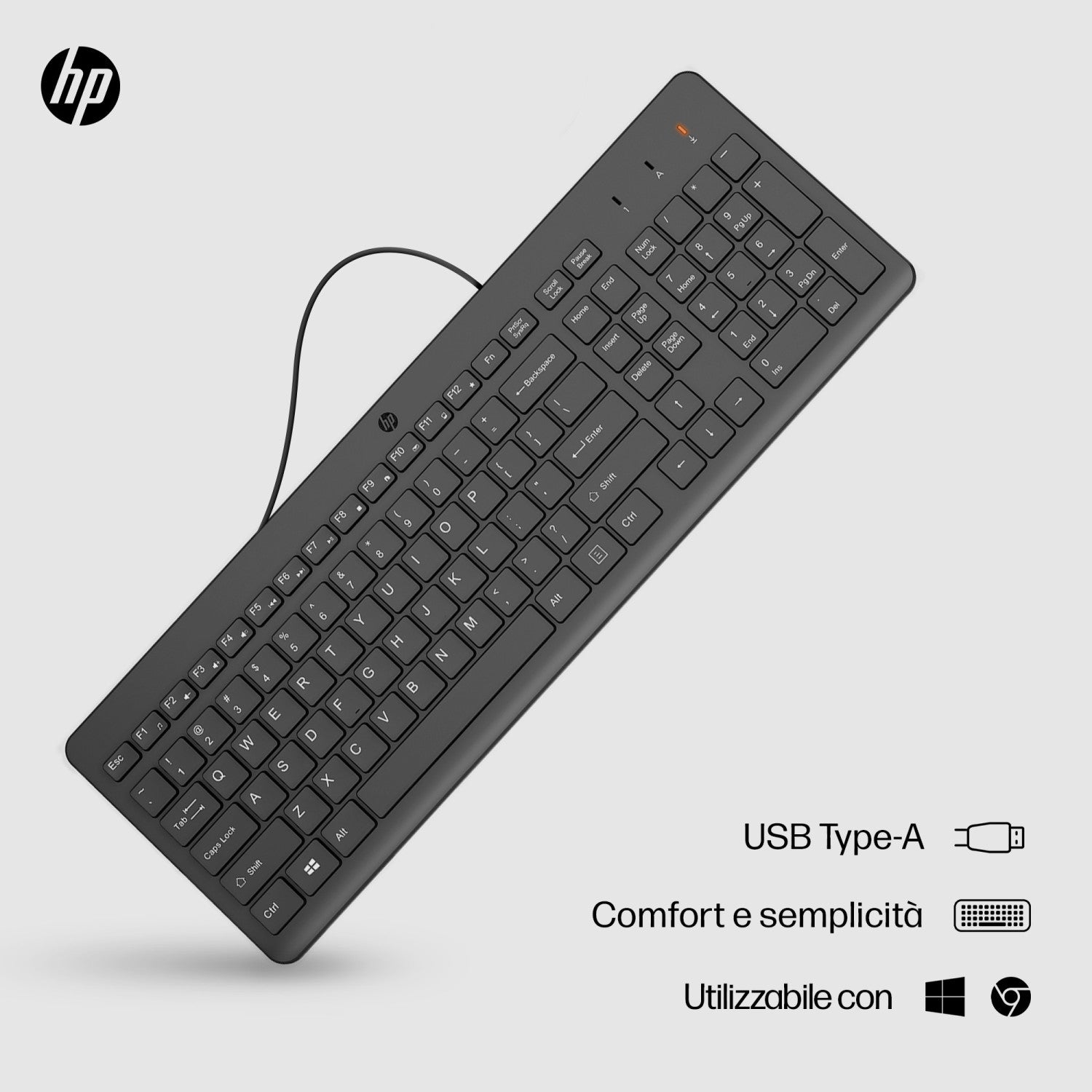 HP 150 Wired Keyboard tastiera USB Nero