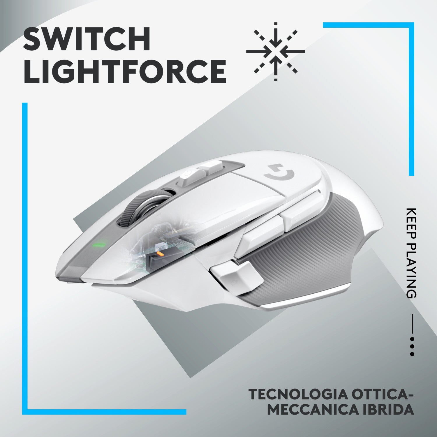 Logitech G G502 X Lightspeed Mouse Mano Destra RF Wireless Ottico 25600 DPI Bianco