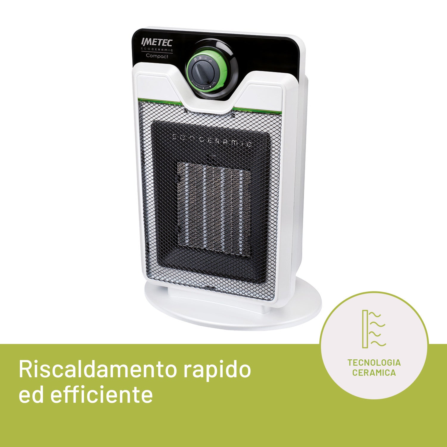 Imetec Compact Interno Nero, Bianco 2000 W Riscaldatore ambiente elettrico con ventilatore