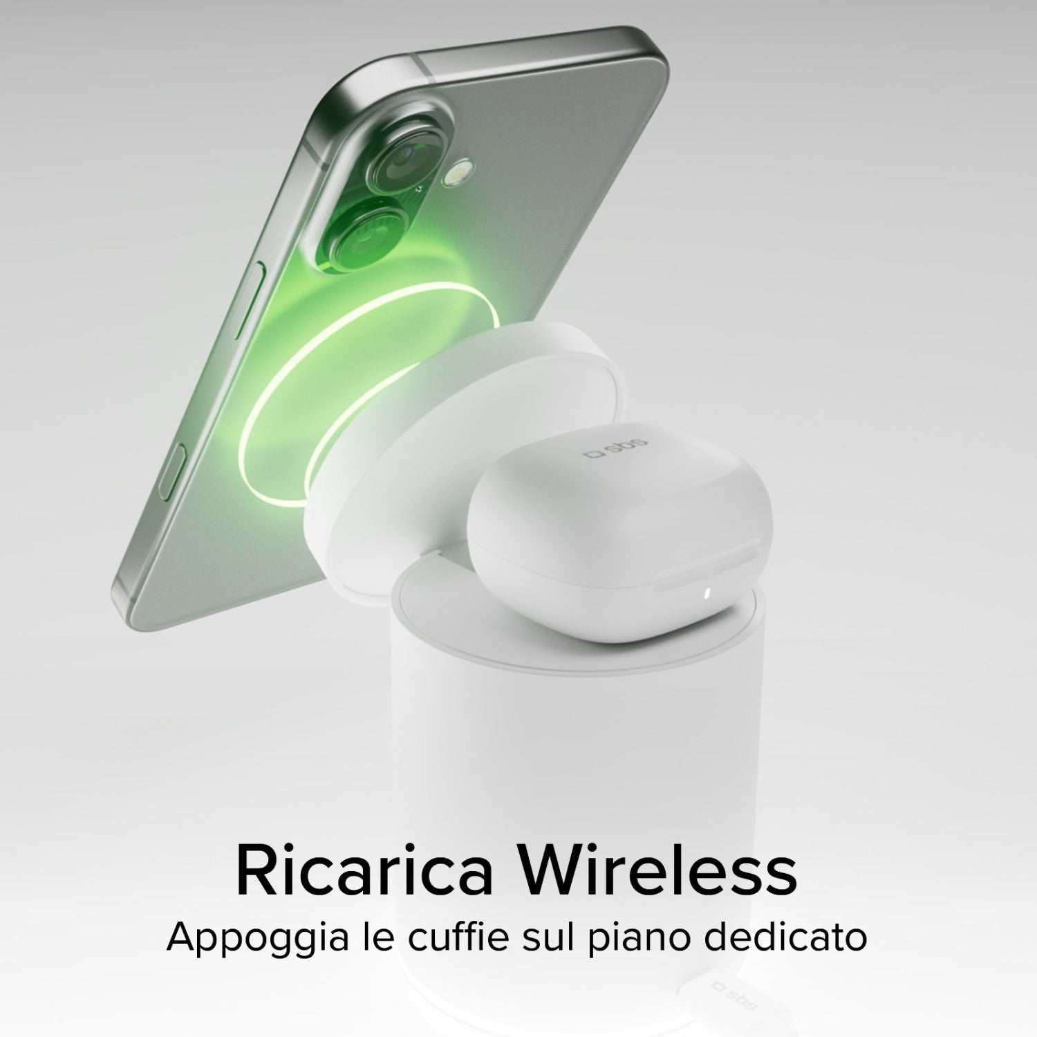 SBS TEWIRMAGFOLD2IN1 Caricabatterie per dispositivi mobili Auricolare, Smartphone Bianco USB Carica wireless Ricarica rapida Interno
