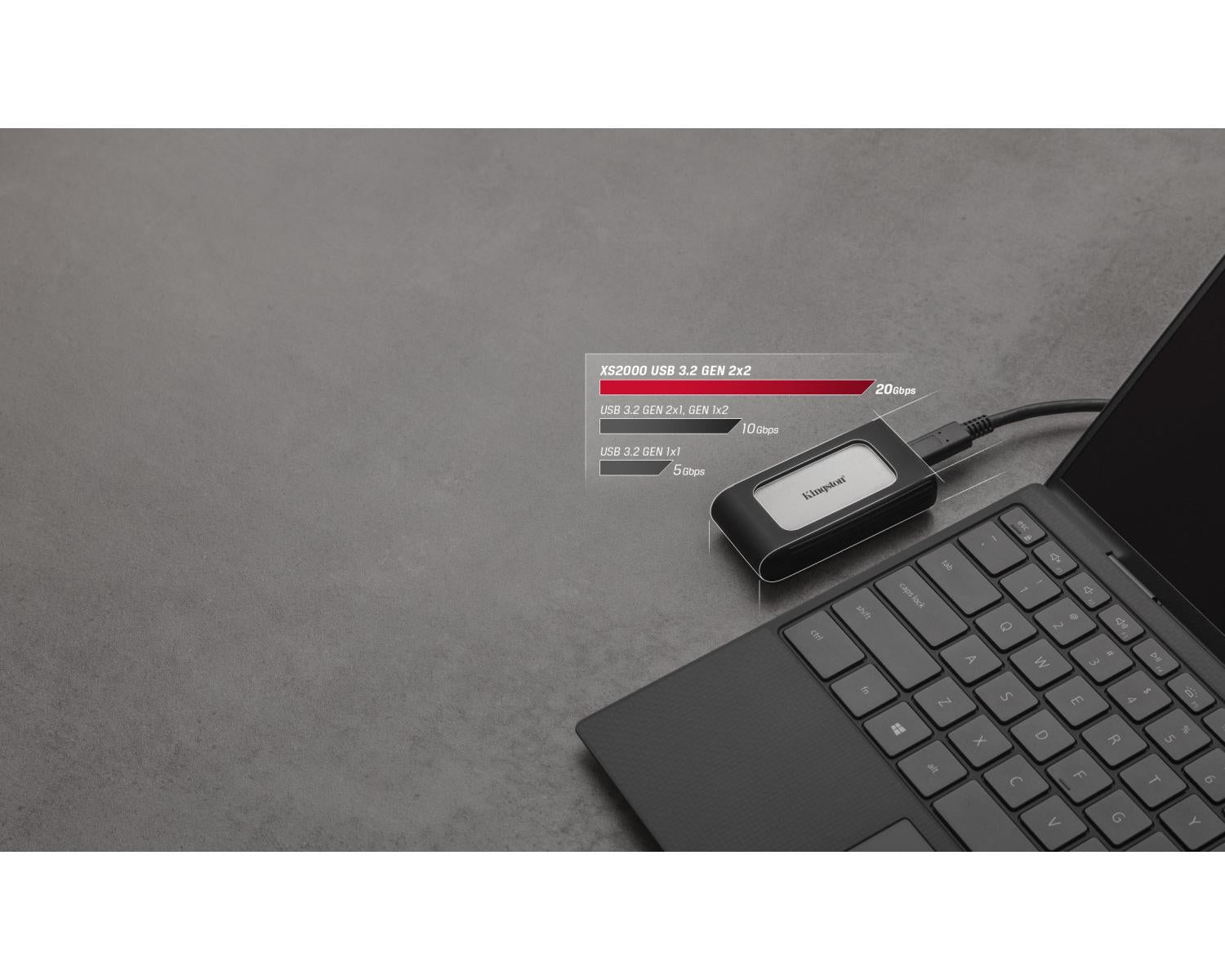 Kingston Technology XS2000 SSD Esterno Portatile 2 TB Nero Argento