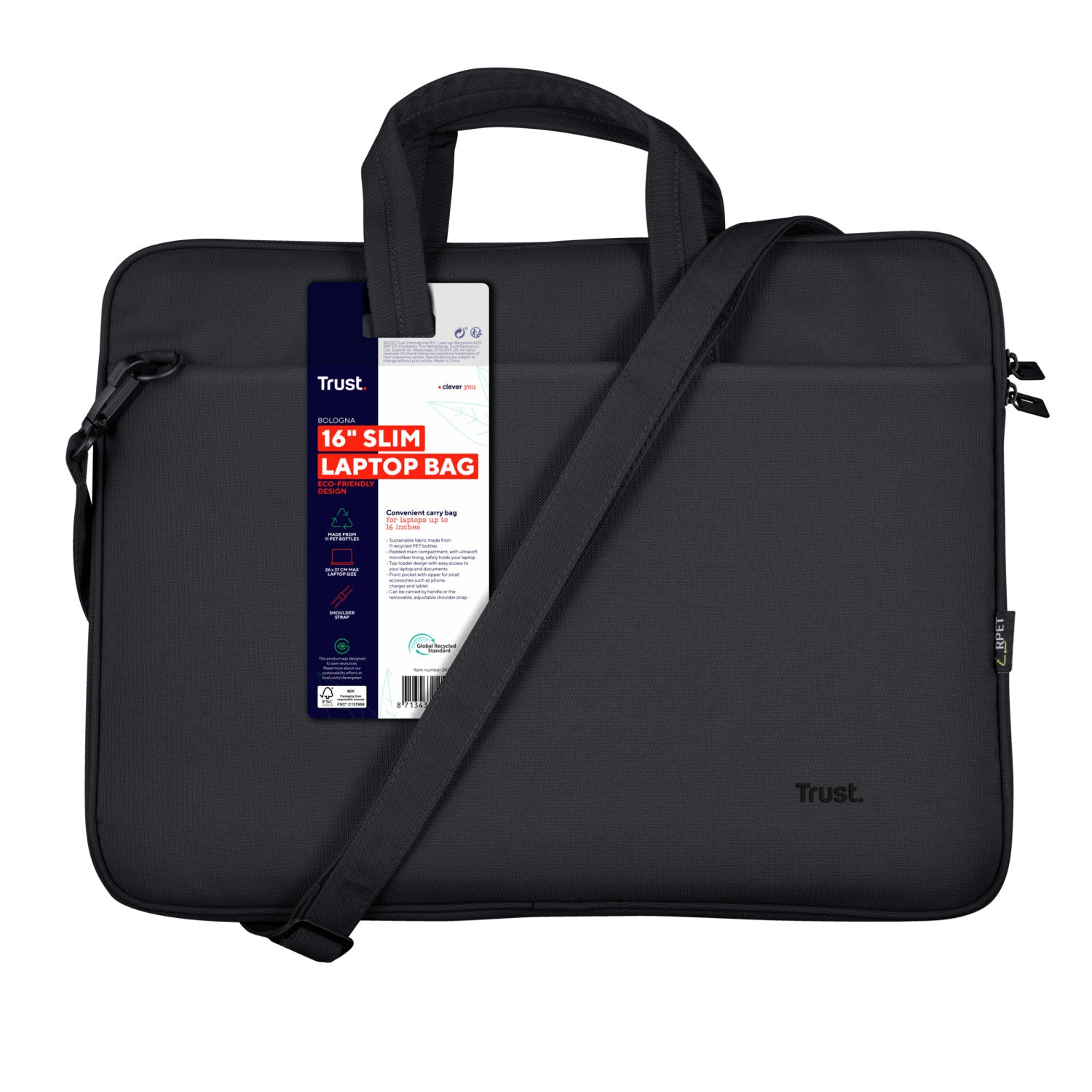 Trust 24447 Bologna borsa per notebook 40,6 cm 16" Borsa con caricamento dall'alto Nero