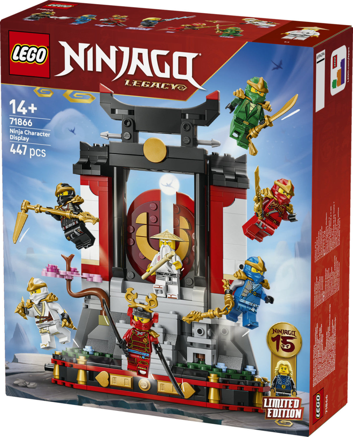 LEGO Ninjago 71866 Display Personaggi Ninja 15 Anniversario Set da Costruzione con 8 Minifigure 447 Pezzi