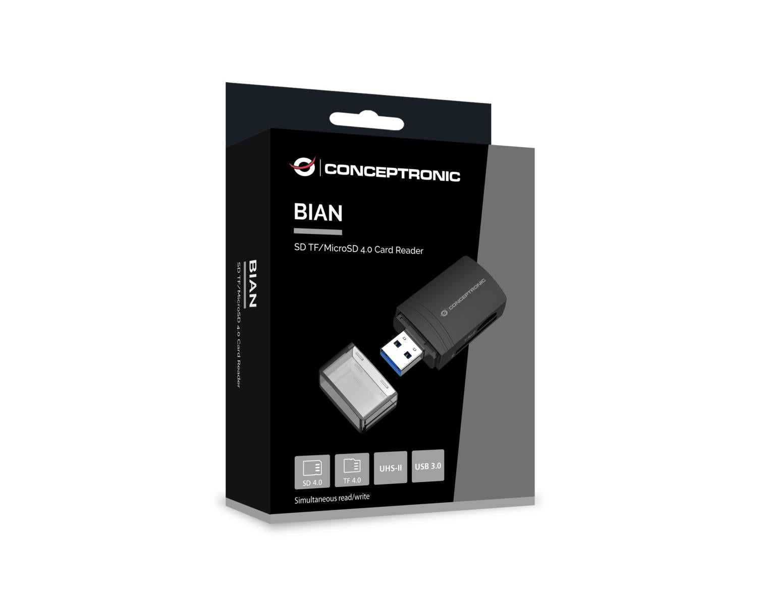 Conceptronic BIAN06B lettore di schede USB 3.2 Gen 1 3.1 Gen 1 Type-A Nero