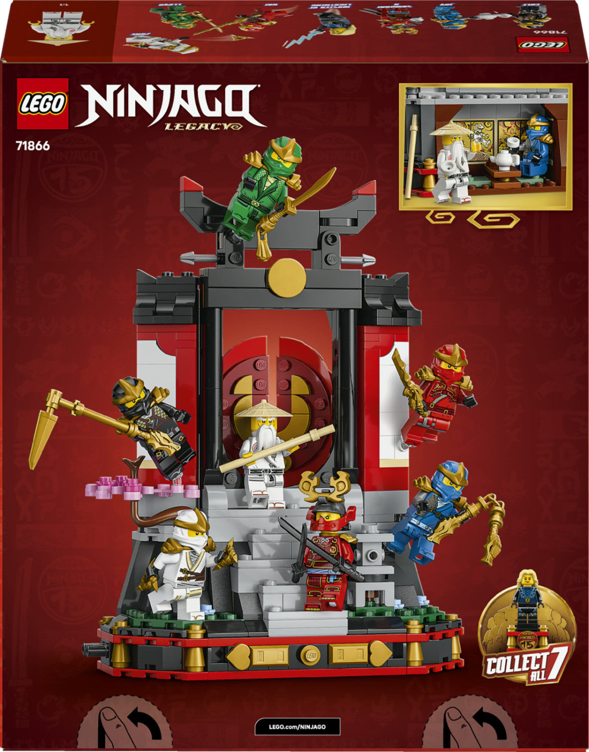 LEGO Ninjago 71866 Display Personaggi Ninja 15 Anniversario Set da Costruzione con 8 Minifigure 447 Pezzi