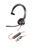 HP Poly Cuffie monoaurali Poly Blackwire 3310 con connettore USB-C, certificate per Microsoft Teams adattatore USB-C/A