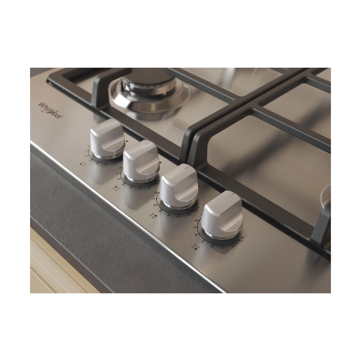 Whirlpool TGML 661 IX R Piano Cottura Stainless Steel da Incasso 58 Cm Gas 4 Fornelli Acciaio