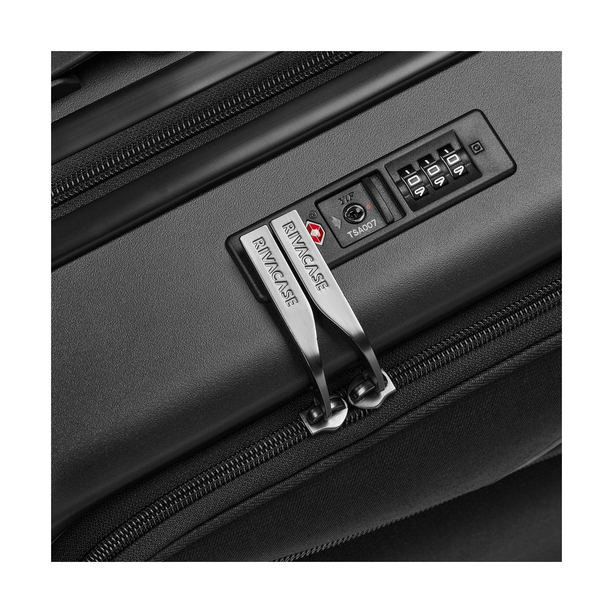 Rivacase Clark Trolley Guscio rigido Nero 34 L Alluminio, Policarbonato (PC), Poliestere