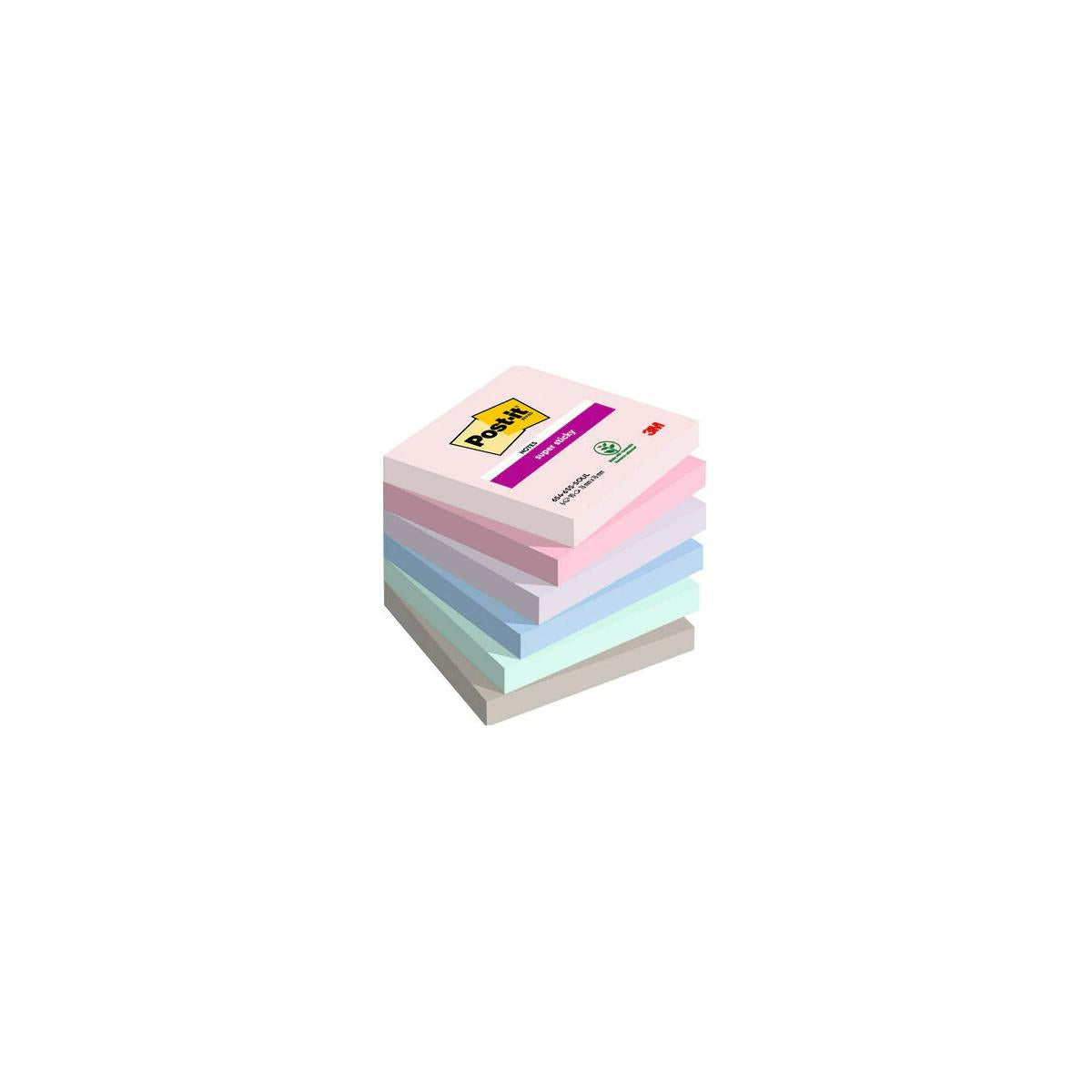 Post-It 7100259204 pouch autoadesiva Quadrato Blu, Verde, Grigio, Rosa, Viola 90 fogli Autoadesivo