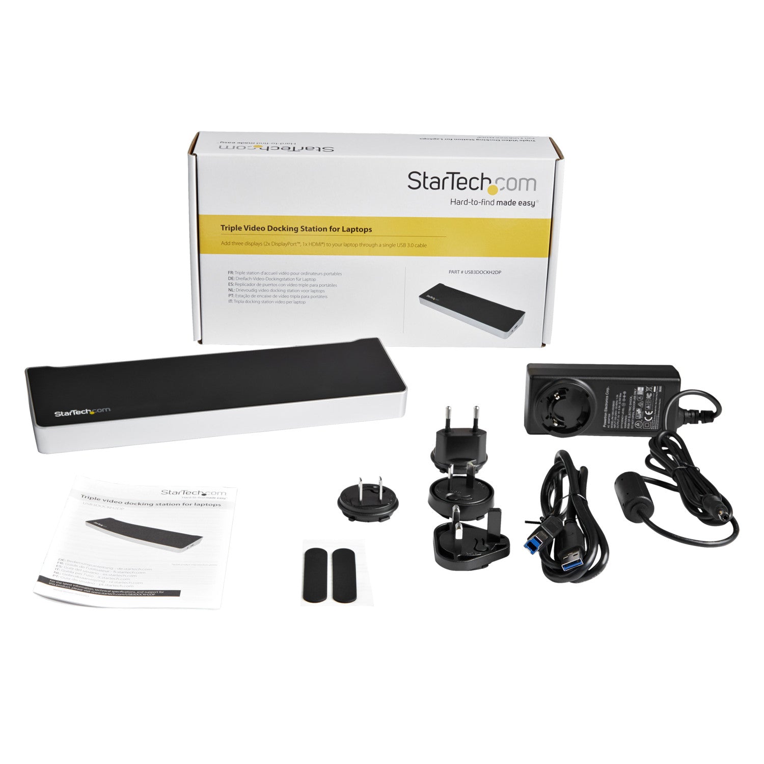 StarTech.com Docking station USB 3.0 a tre monitor - 1x HDMI - 2x DisplayPort - Dock portatile con Hub USB integrata a 5 porte e Gigabit Ethernet