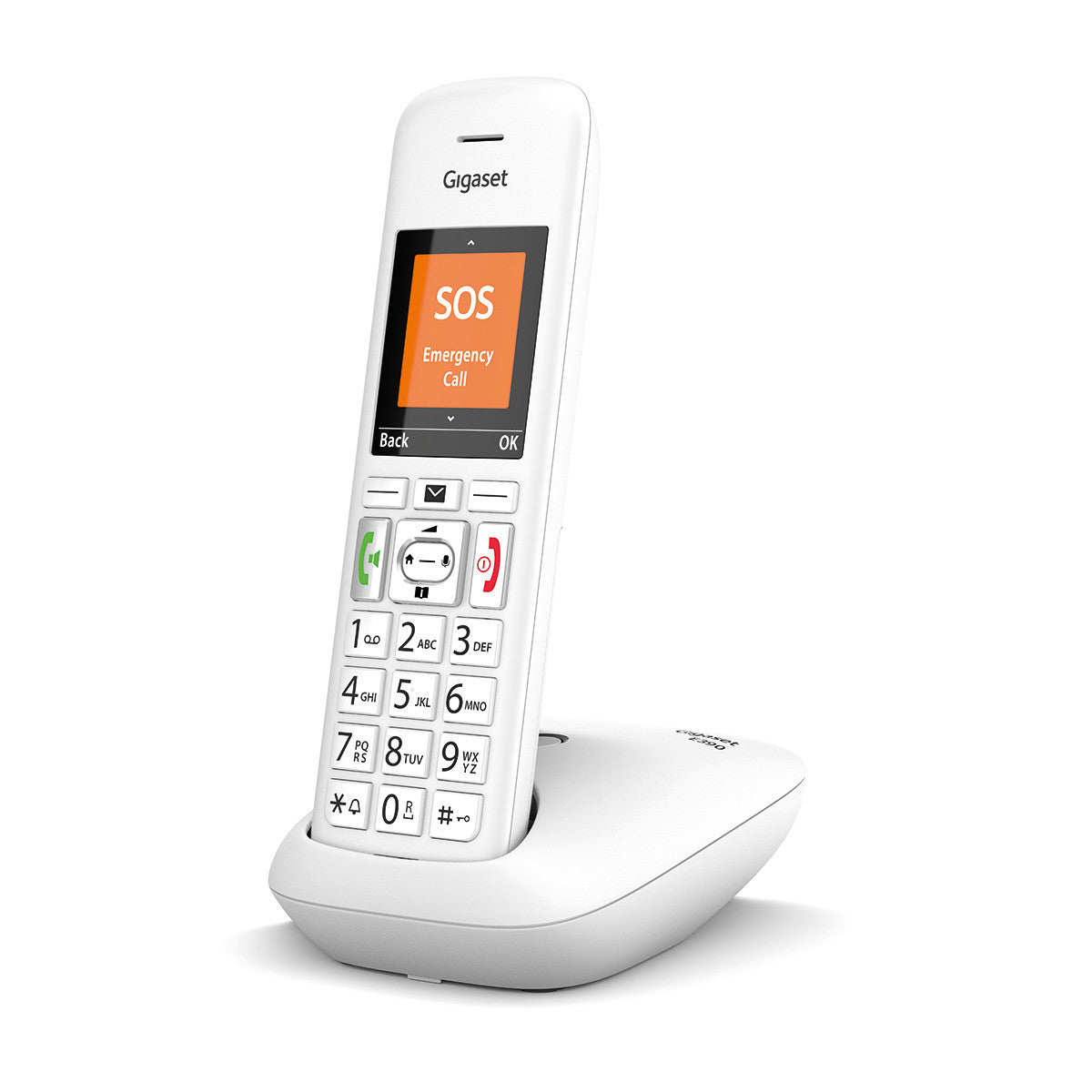 Gigaset E390 Telefono Analogico DECT Cordless Identificatore di Chiamata Bianco
