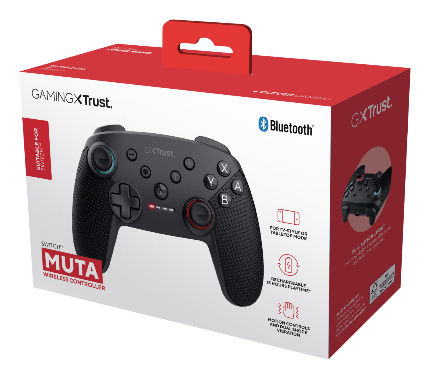 Trust GXT 1246 MUTA Bluetooth Gamepad Nintendo Switch, Nintendo Switch Lite Nero