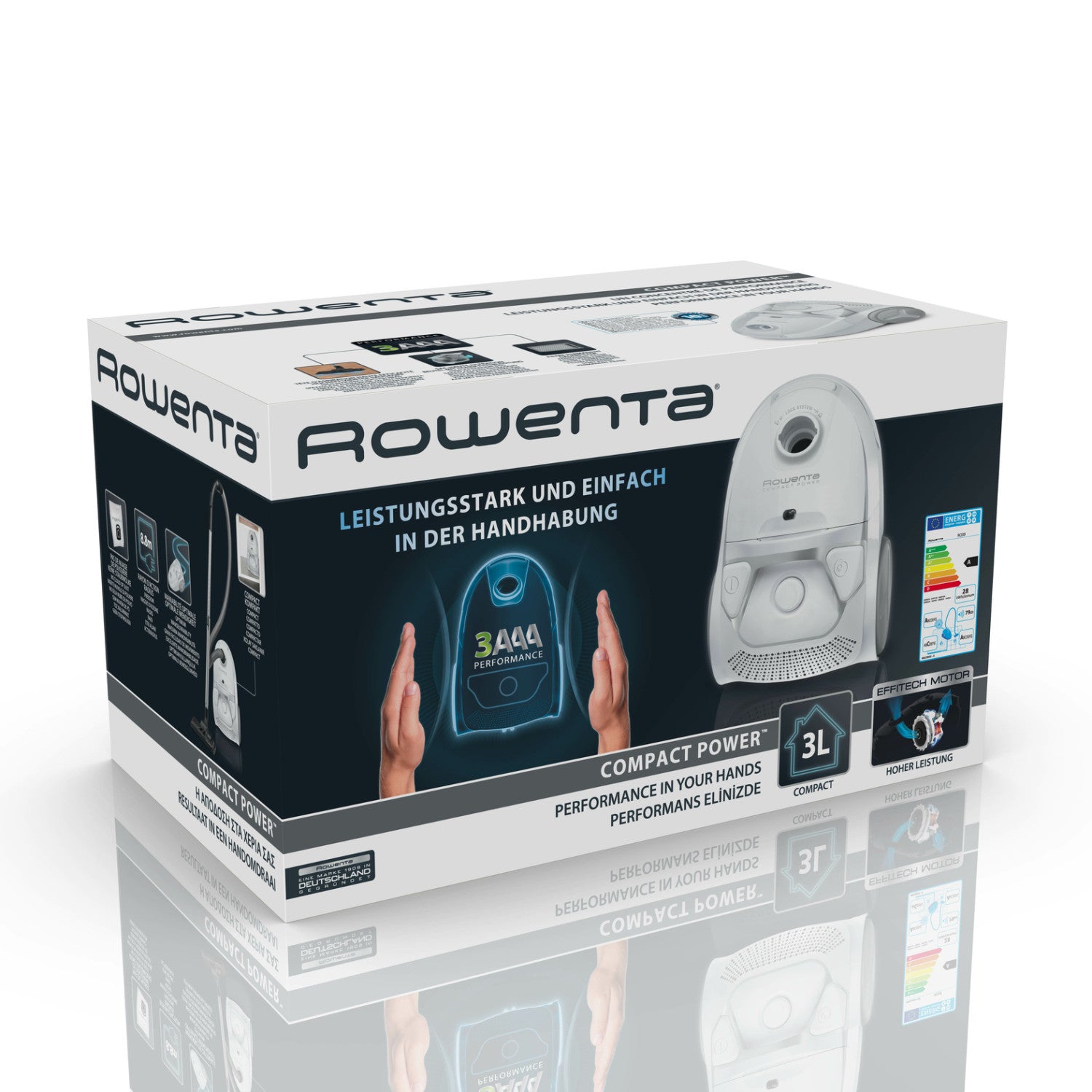 Rowenta RO3927EA Compact Power Aspirapolvere con Filo e Sacco 3 Litri Bianco