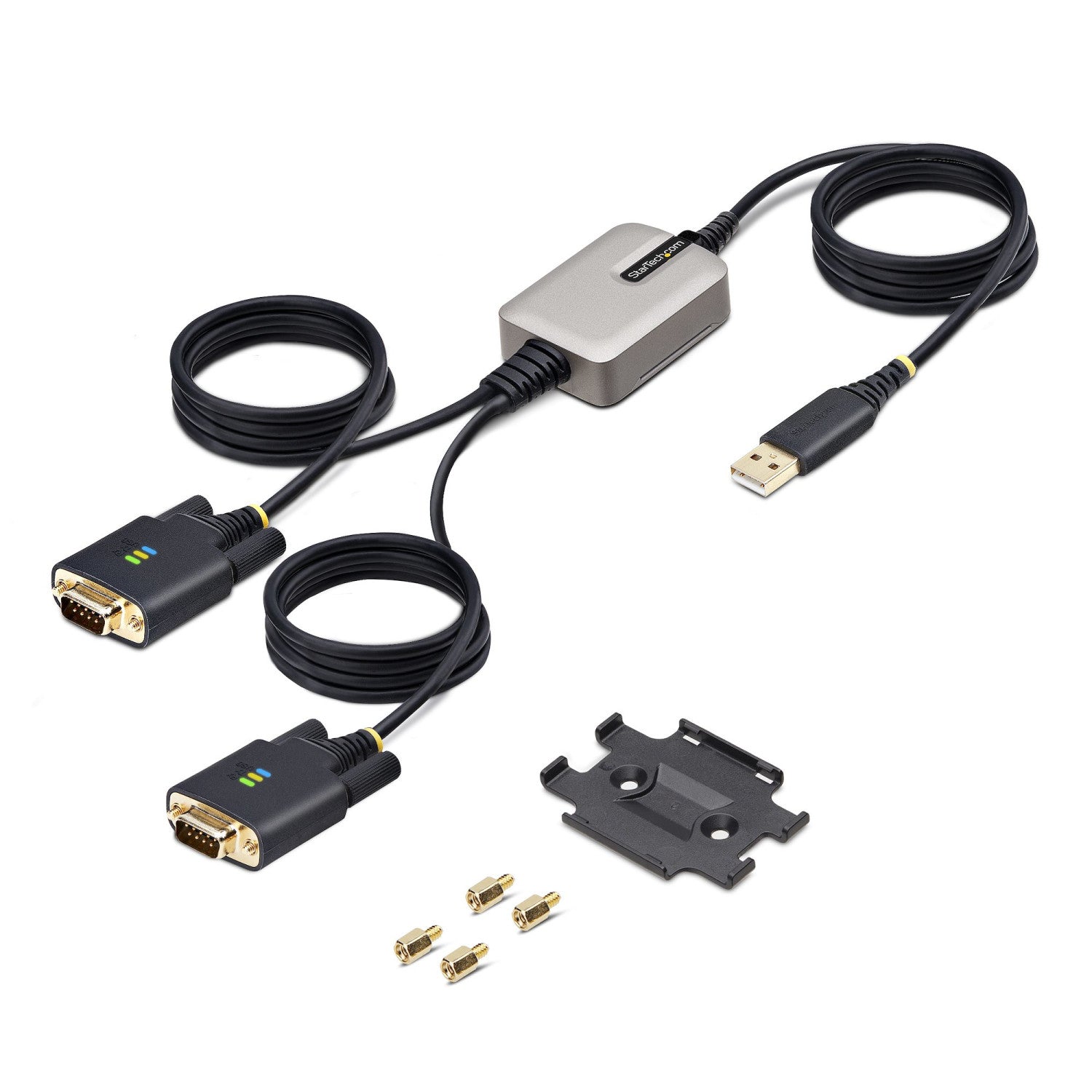StarTech.com 2P6FFC-USB-SERIAL adattatore per inversione del genere dei cavi USB-A 2 x DB-9 RS-232 Nero, Grigio