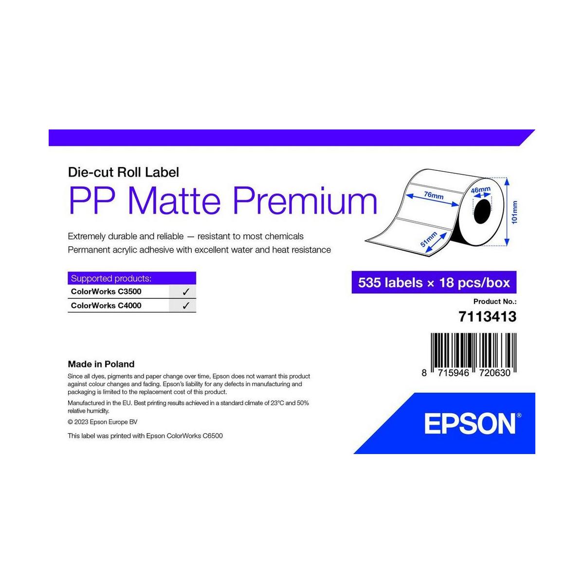 Epson 7113413 Etichetta per stampante Bianco autoadesiva