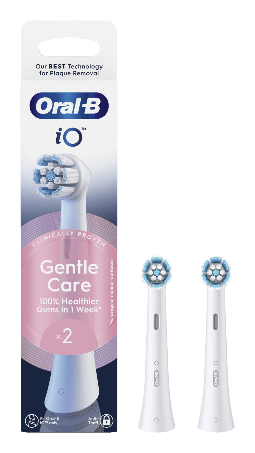 Oral-B Testine di Ricambio iO Series Gentle Care Bianche, Testine Rotonde Originali, per Gengive Sensibili, 2 Testine
