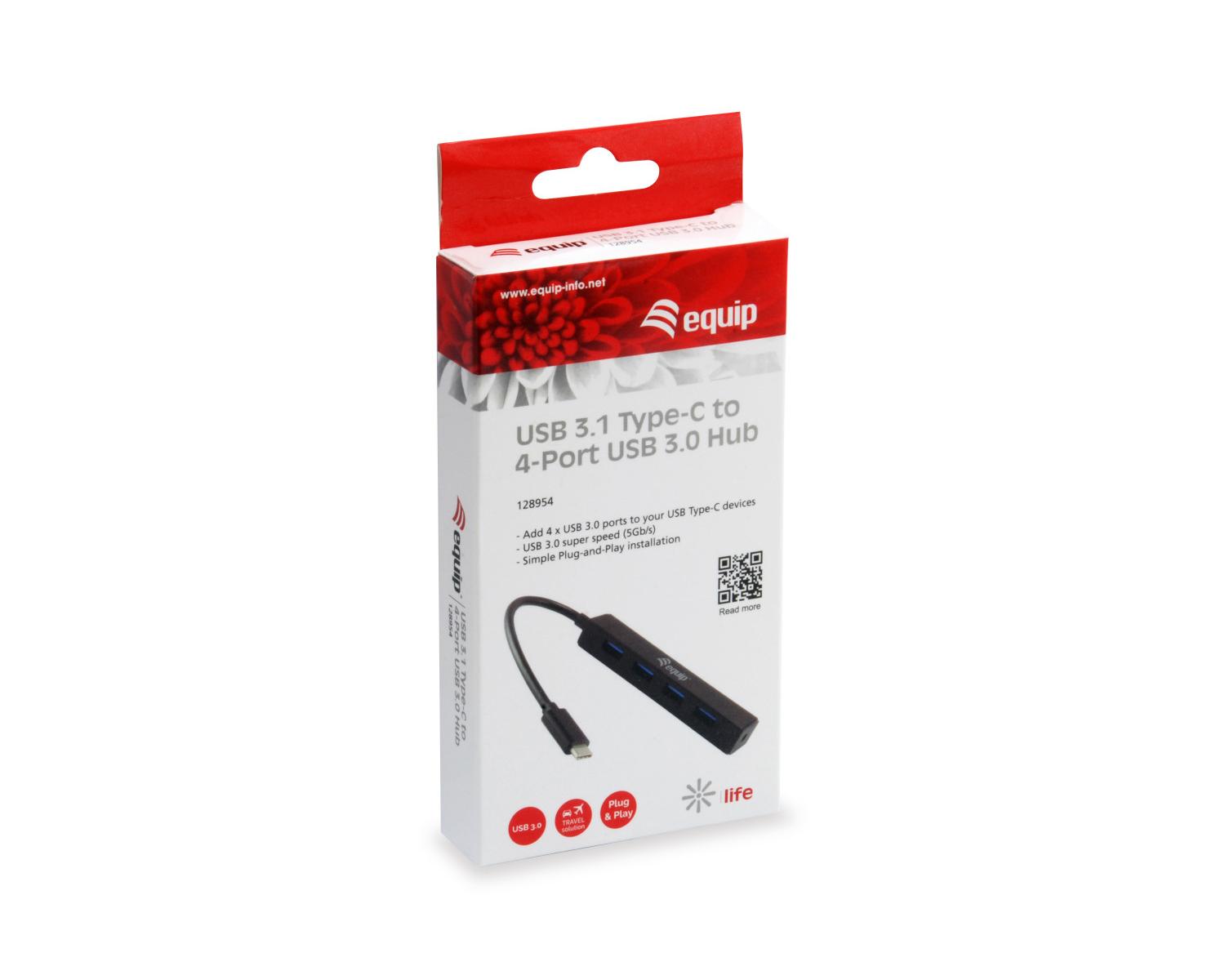 Equip 128954 hub di interfaccia USB 3.2 Gen 1 (3.1 Gen 1) Type-C 5000 Mbit/s Nero