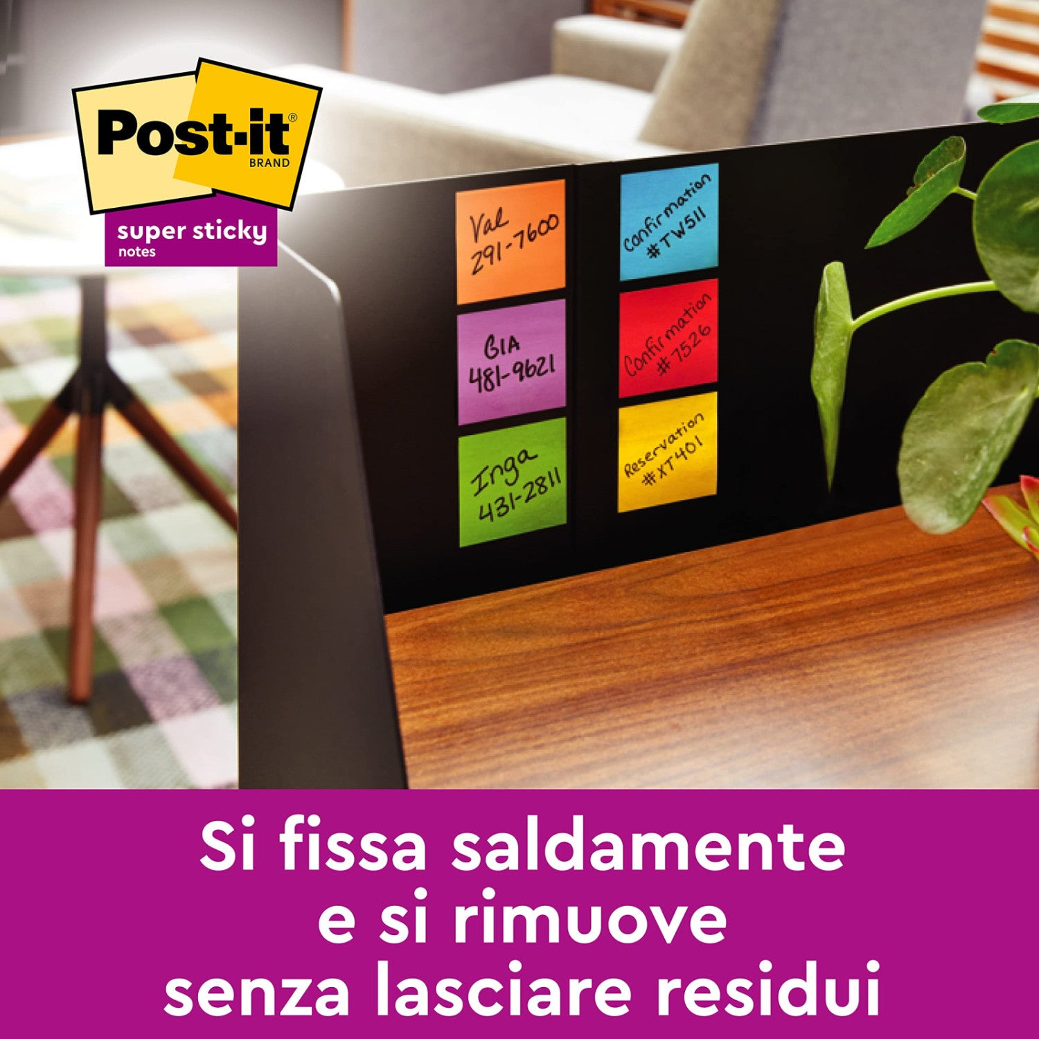 Post-It Foglietti Super Sticky Collezione Playful 654-6SS-PLAY - 6 Blocchetti Da 90 Fogli - 76x76 Mm