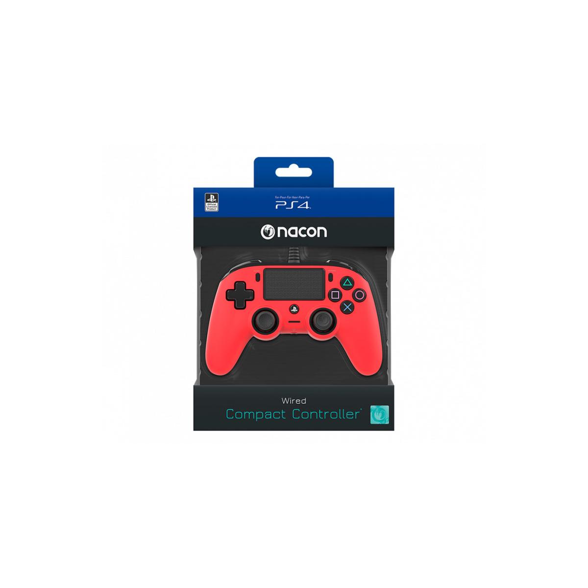 Nacon PS4OFCPADRED Compact Controller PS4 Ufficiale Sony PlayStation, Rosso