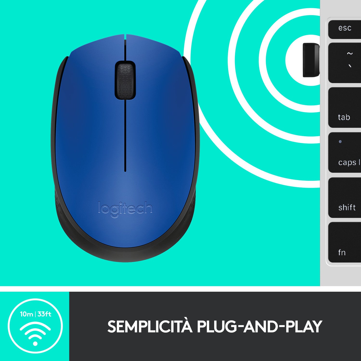 Logitech M171 mouse Ambidestro RF Wireless Ottico 1000 DPI