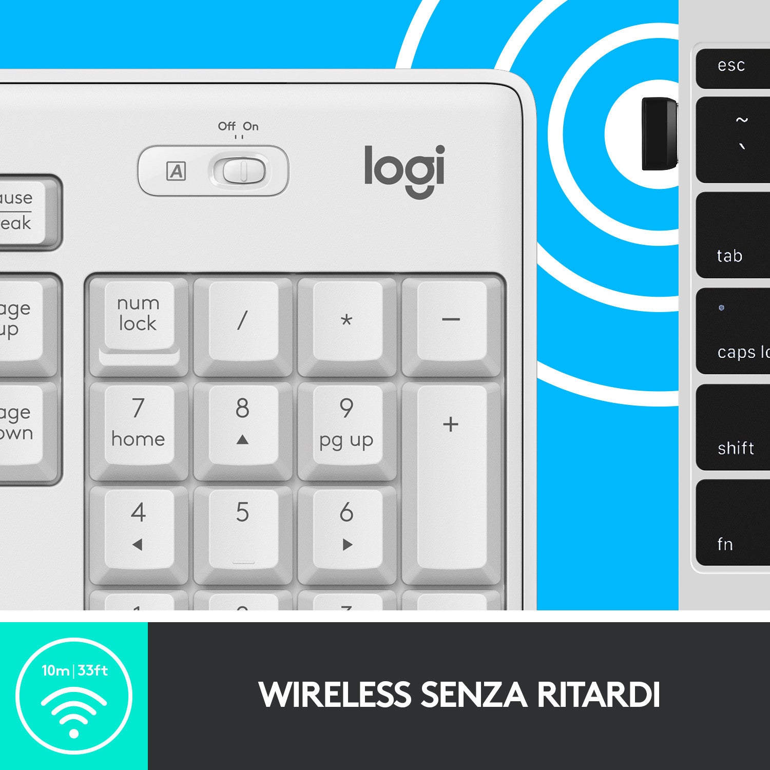 Logitech MK295 Kit Mouse e Tastiera Wireless Tecnologia Silent Touch Bianco