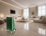 Ariete Linea Vintage 8252 Radiatore a olio Vintage, 11 elementi riscaldanti, 2500W, 3 livelli di potenza, Maniglia e ruote per facile trasporto, Verde