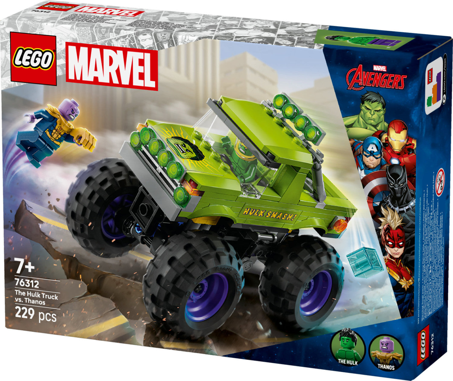 LEGO Marvel Truck di Hulk vs Thanos 76312 Set da Costruzione 229 Pezzi 7 Anni