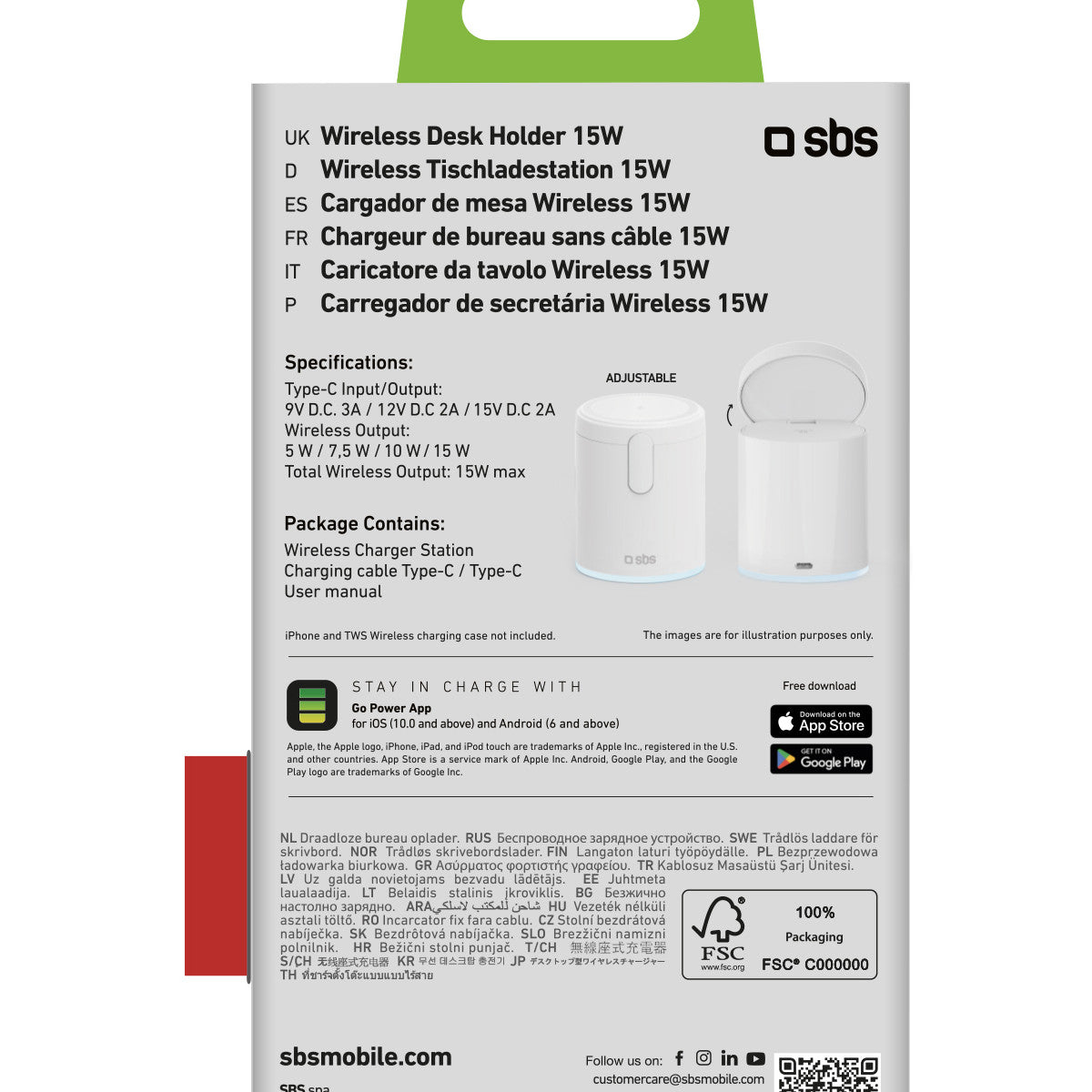 SBS TEWIRMAGFOLD2IN1 Caricabatterie per dispositivi mobili Auricolare, Smartphone Bianco USB Carica wireless Ricarica rapida Interno