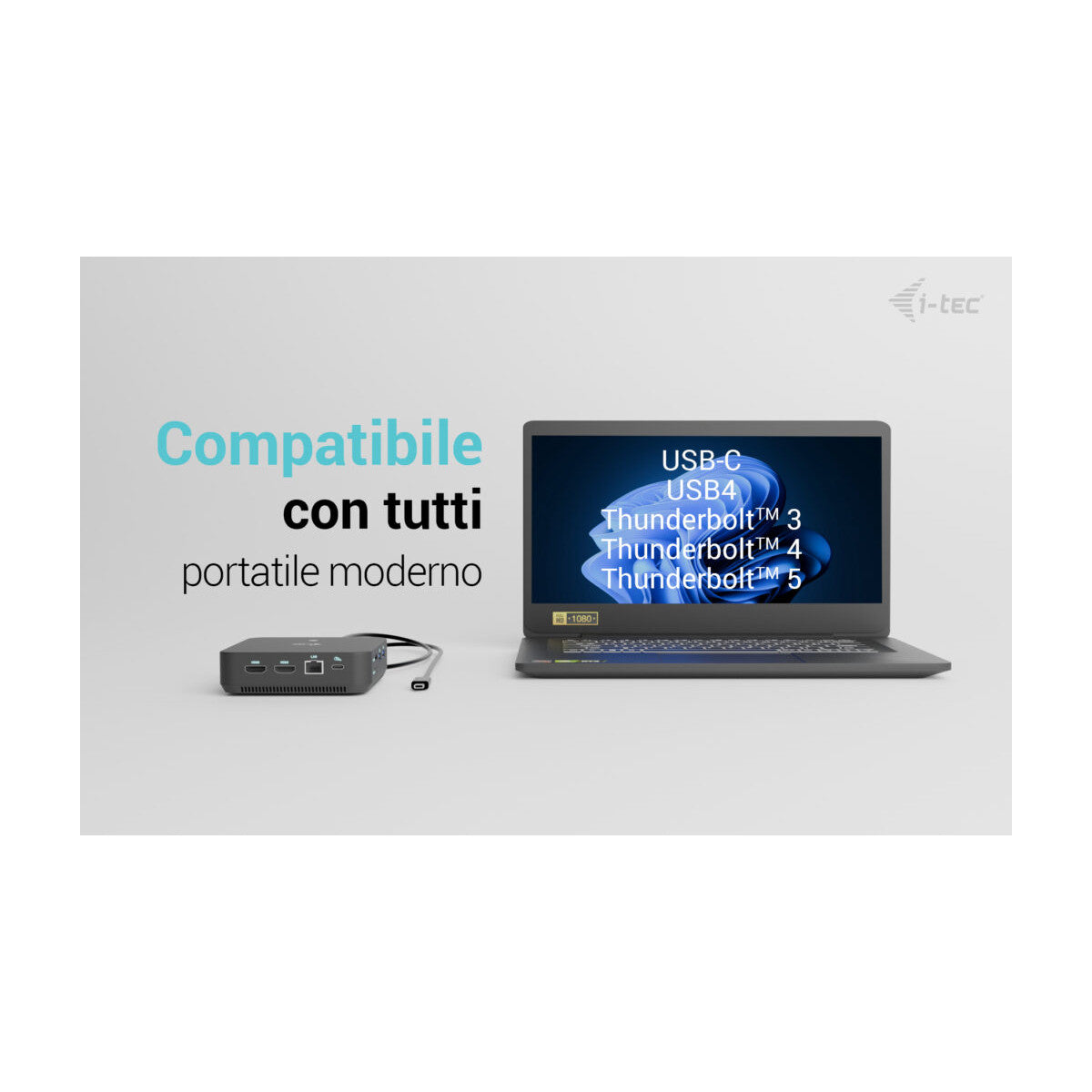 i-tec USB-C DP Dual HDMI Docking Station with Power Delivery 100 W Universal Charger 100W