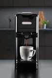 Ariete 1304/1 Macchina da caffè a cassetti, 1350W, Capacità serbatoio 0,7L, Pressione 19 bar, 2 tipologie di caffè, Capsule Nespresso e Dolcegusto , Cialde e Polvere, Nero