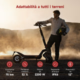 NAVEE XT5 Pro Monopattino elettrico, Potenza max 2200W, Gomme 12" Offroad, 75km Autonomia, IPX6, Doppia Sospensione a molla, Freni tripli, Frecce direzionali e Faro da 9W