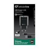 Cellularline USB Charger Kit 18W Caricabatterie Connettore USB-C Nero