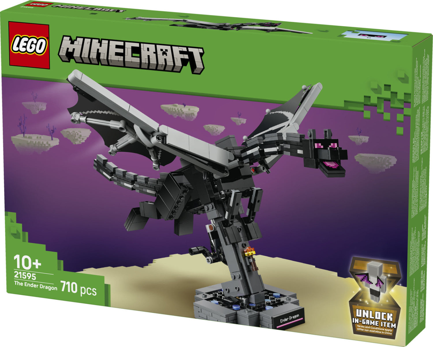 LEGO Minecraft 21595 Drago Dell'End - Set Da Costruzione 710 Pezzi Con Ali Mobili, Parti Snodabili E Supporto - Età 10