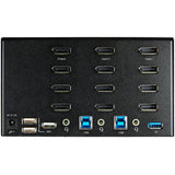 StarTech.com KVM Switch DisplayPort a 2 porte e 4 monitor - 4K 60Hz UHD HDR - KVM per desktop PC 4K DP 1.2 con hub USB 3.0 a 2 porte (5Gbps) e 4 porte USB 2.0 HID, audio - Commutazione con tasti rapidi - TAA