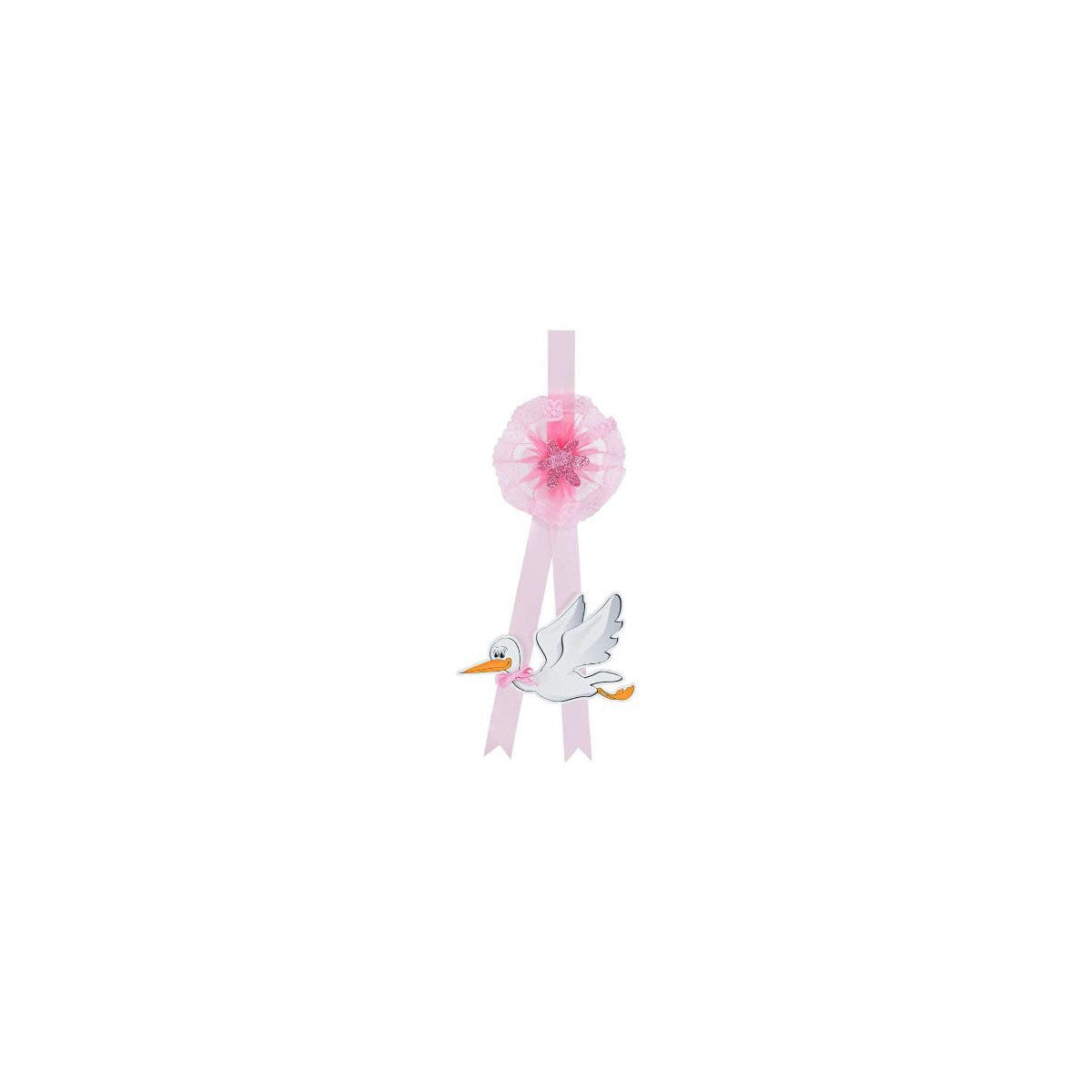 Baby Idea Fiocco Nascita Cicogna Misura Media Rosa