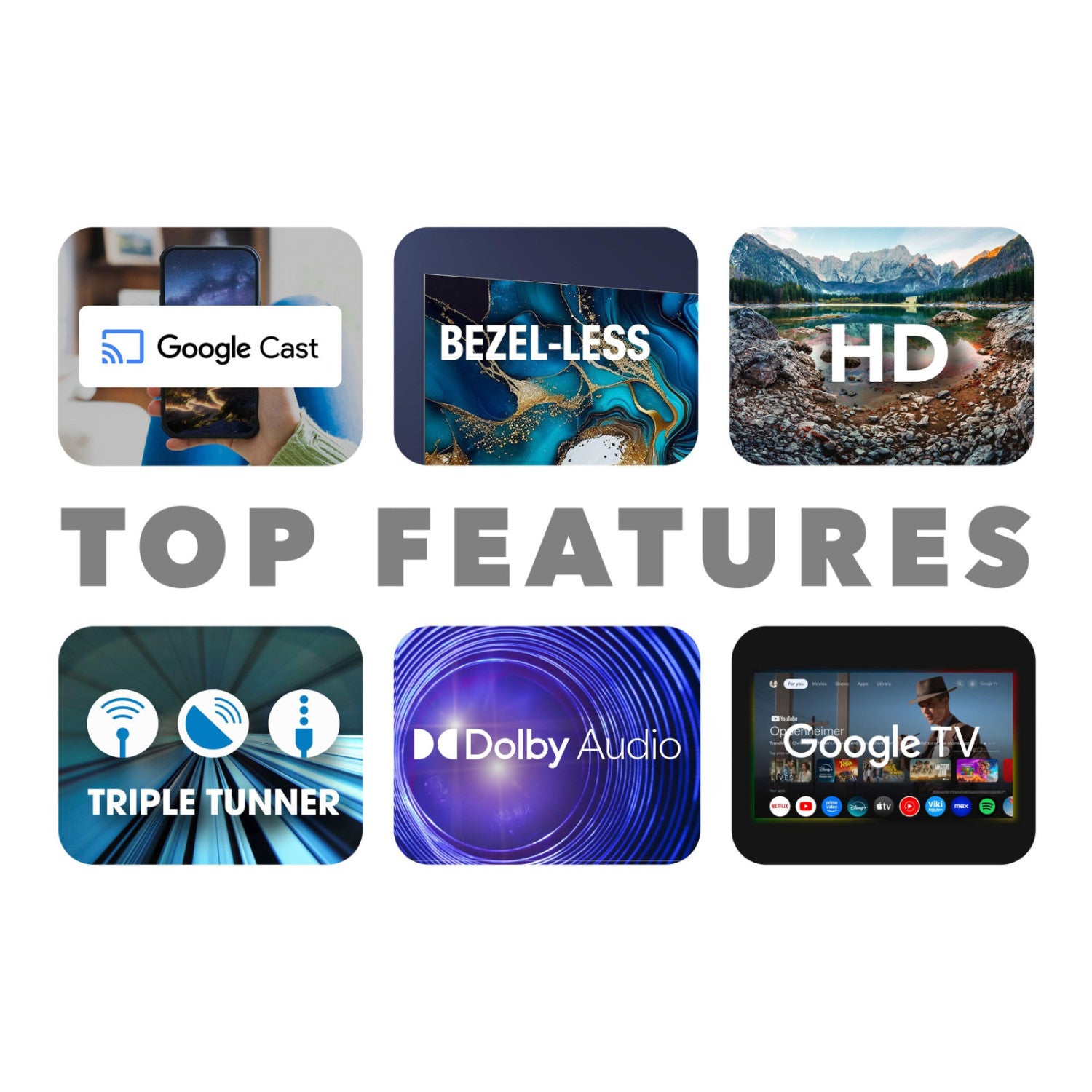 Smart Tech TV LED HD 32" Google TV Triple Tuner Wi-Fi Bluetooth HDMI USB