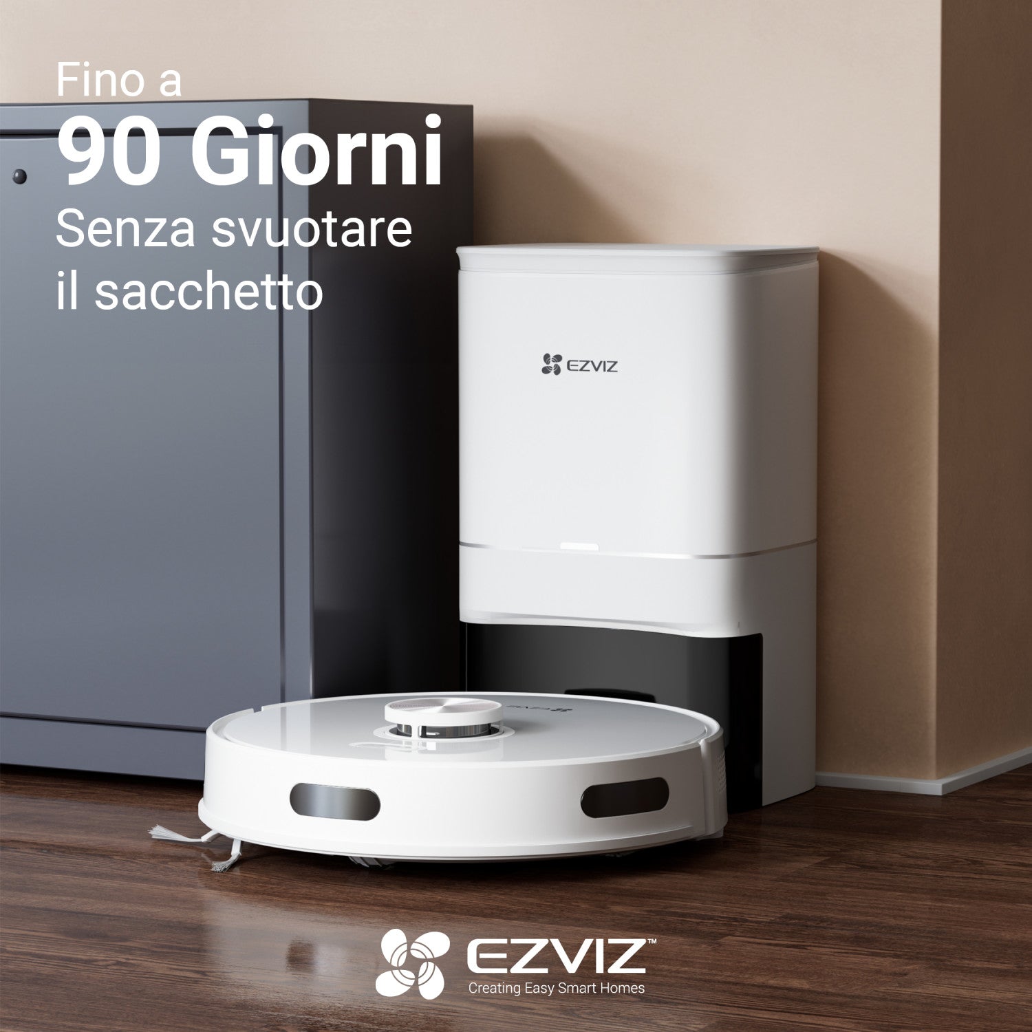 EZVIZ RE4 PLUS Aspirapolvere lavapavimenti robot con base svuota polvere
