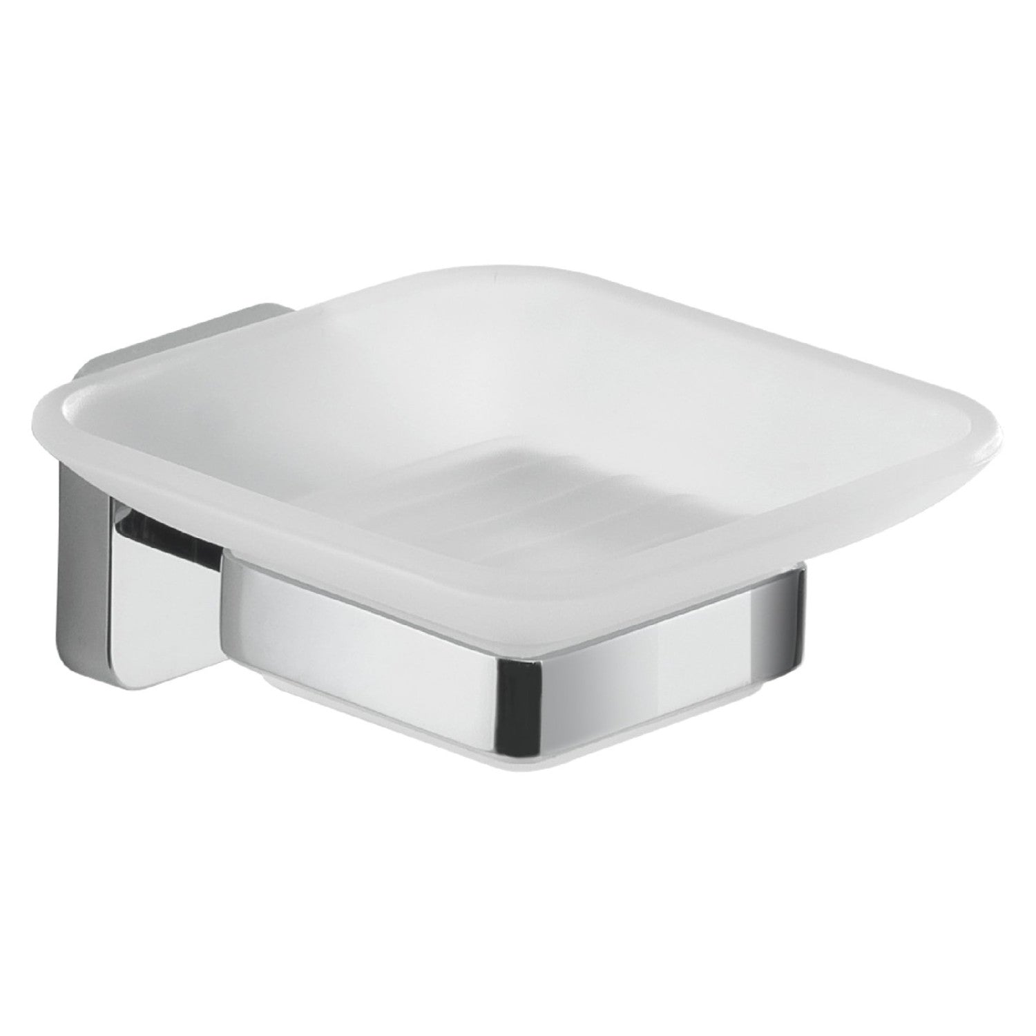Gedy Portasapone Da Parete Tonga In Acciaio Inox E Vetro Satinato Cromato 10,3x11,6x5 Cm