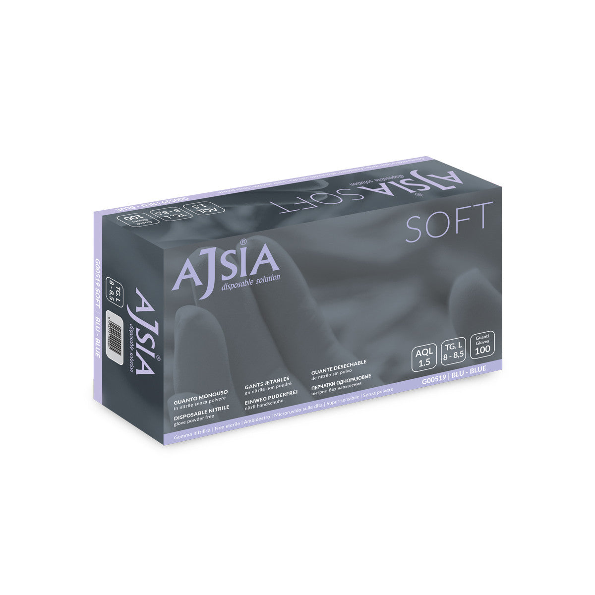 Ajsia SOFT Guanti usa e getta Blu Schiuma di nitrile
