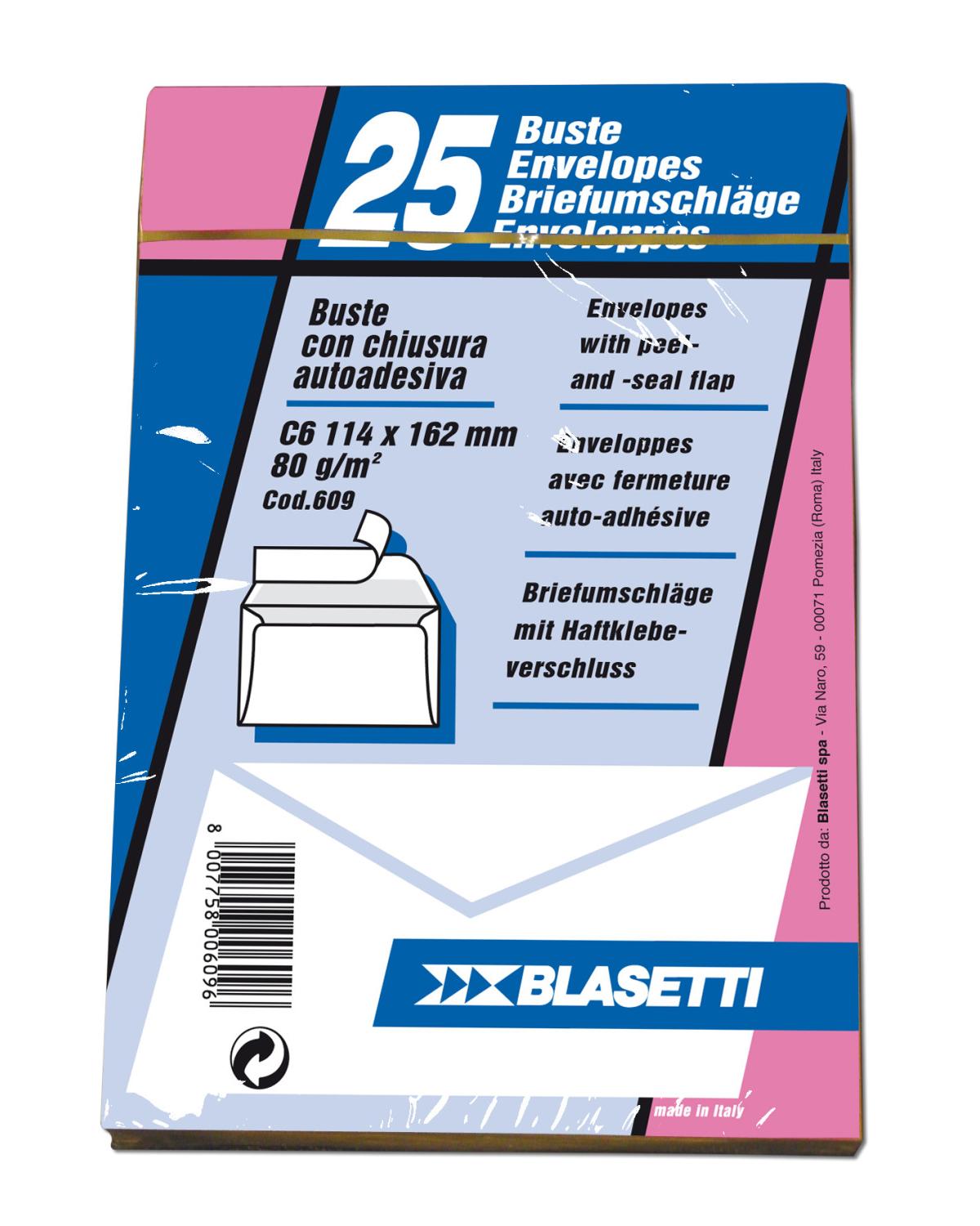 Blasetti 0609 busta C6 (114 x 162 mm) Bianco 25 pz