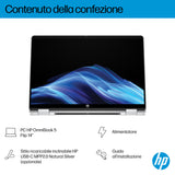 HP OmniBook 5 Flip 2-in-1 Laptop 14-fp0012nlx Intel Core i3 i3-1315U 35,6 cm (14 pollici) Touch screen 2K 8 GB LPDDR5-SDRAM 512 GB SSD Wi-Fi 6 (802.11ax) Windows 11 Home Argento