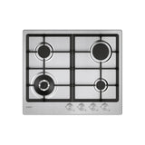 Candy Piano Cottura a Gas Incasso CHG6BR4WTX 60 cm 4 Fuochi Griglie Smaltate Accensione Elettronica Classe A Acciaio Inox